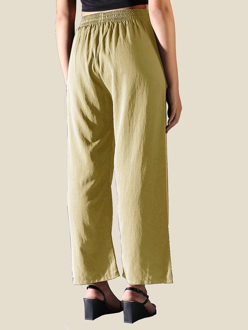 women solid mid rise straight trouser - 21843150 -  Standard Image - 3