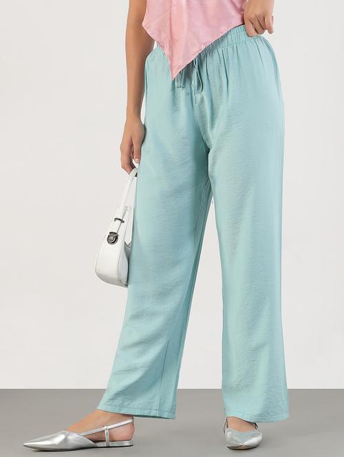women solid high rise straight trouser - 21843152 - Standard Image - 0