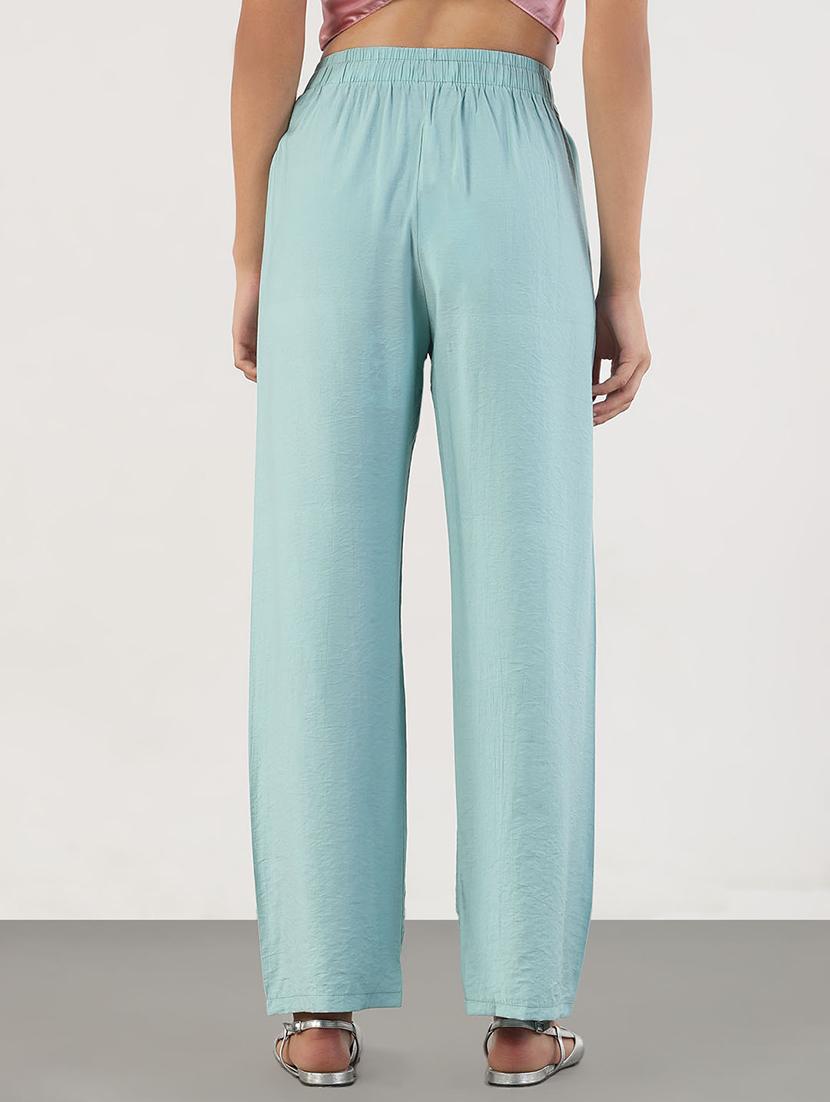 women solid high rise straight trouser - 21843152 - Standard Image - 3