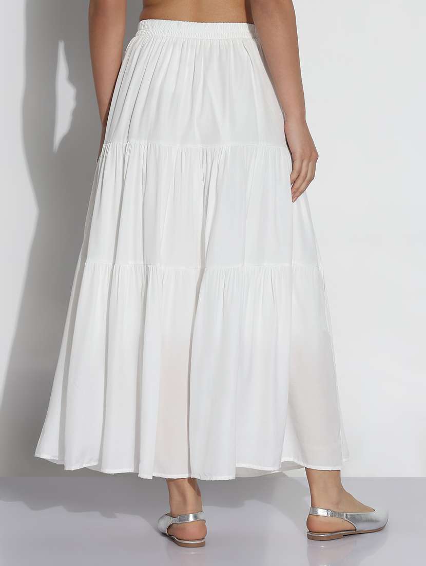 women solid high rise tiered skirt - 21843156 -  Standard Image - 3