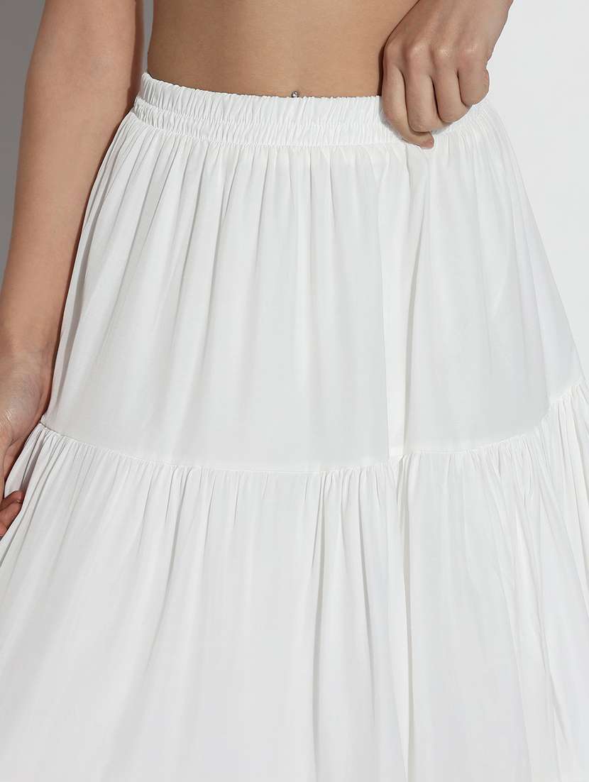 women solid high rise tiered skirt - 21843156 -  Standard Image - 5