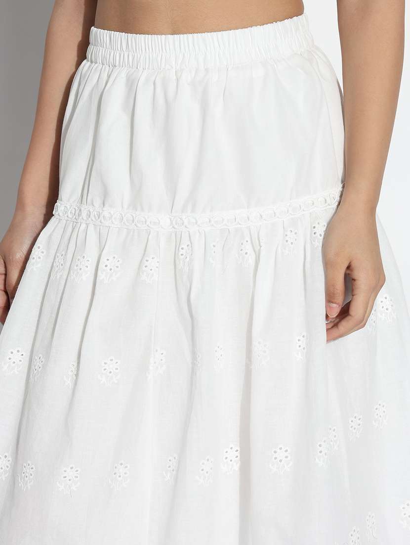women solid high rise tiered skirt - 21843157 -  Standard Image - 5
