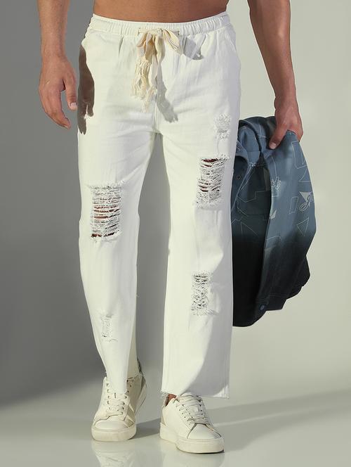 men white distress mid rise ankle length jean - 21843166 -  Standard Image - 0