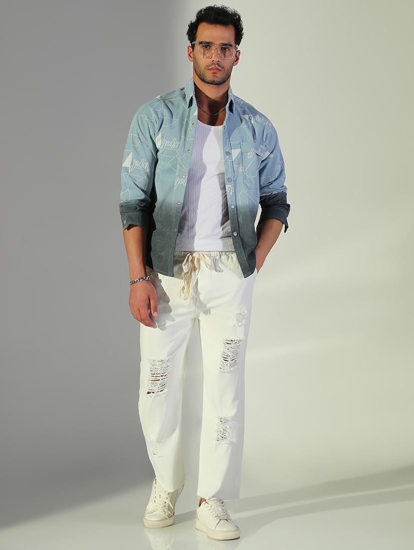 men white distress mid rise ankle length jean - 21843166 - Standard Image - 5