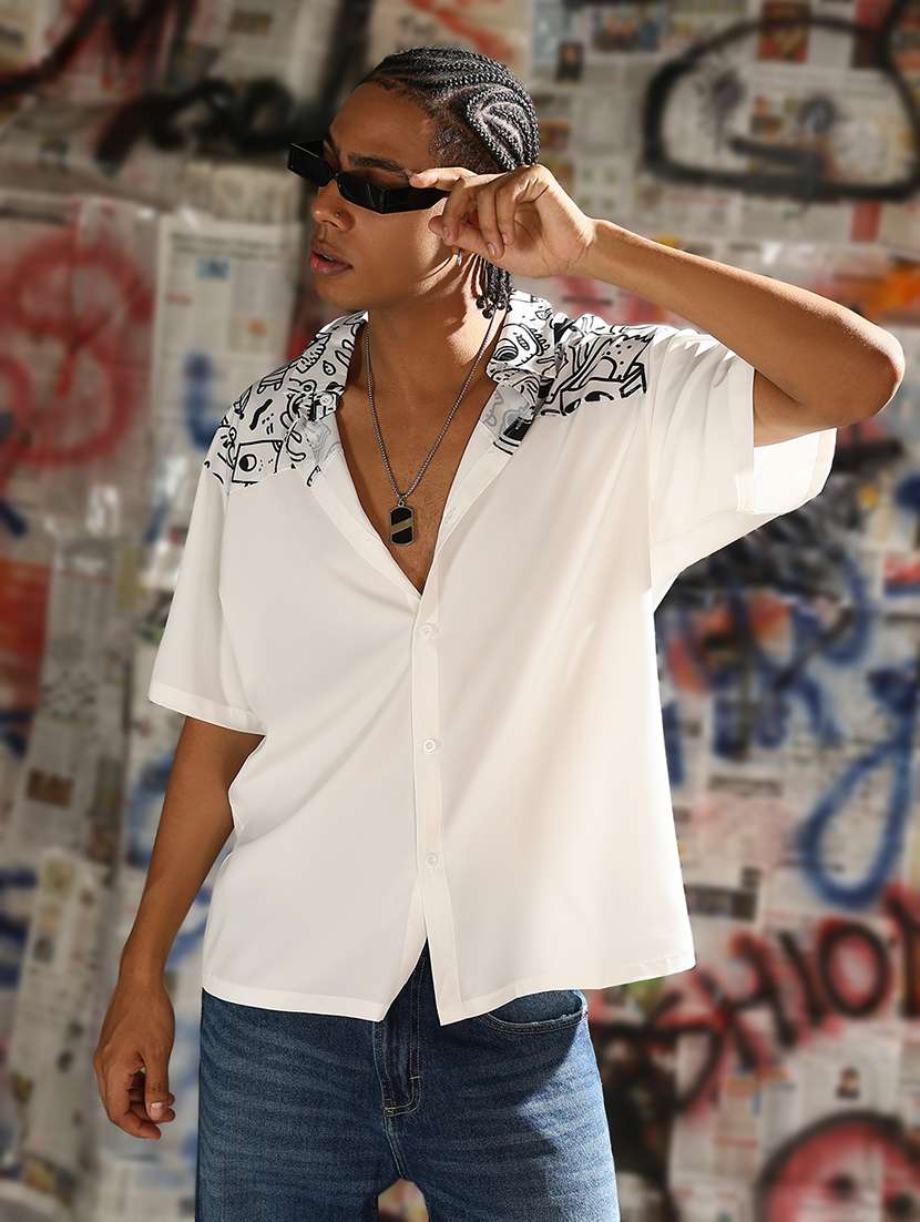 men white short sleeve oversized casual shirt