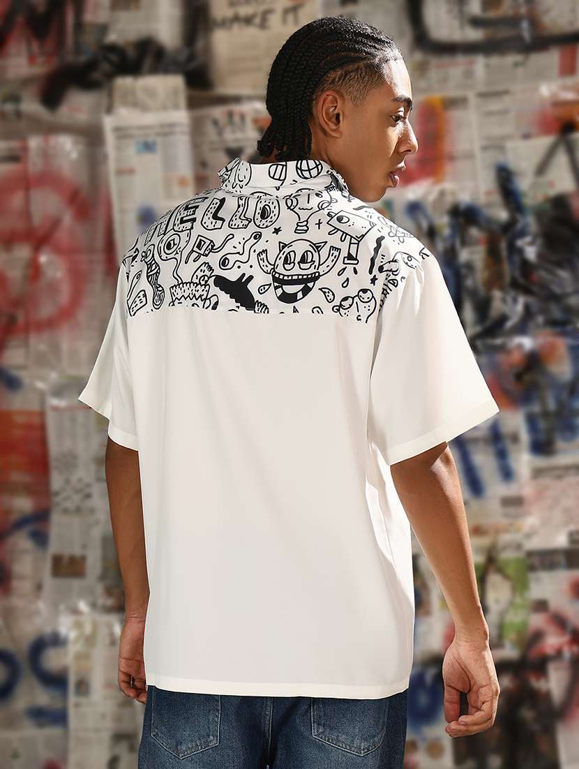 men white short sleeve oversized casual shirt - 21843174 -  Standard Image - 3