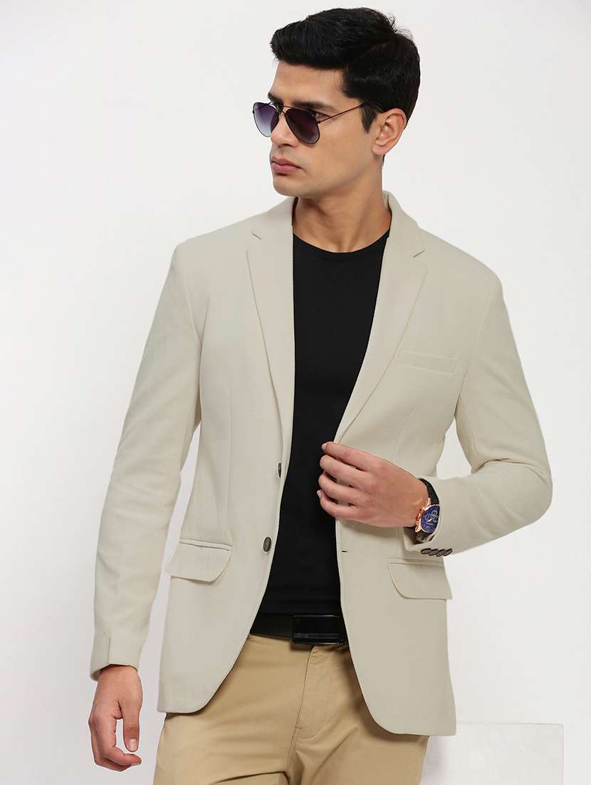 men lapel collar single breasted casual blazer