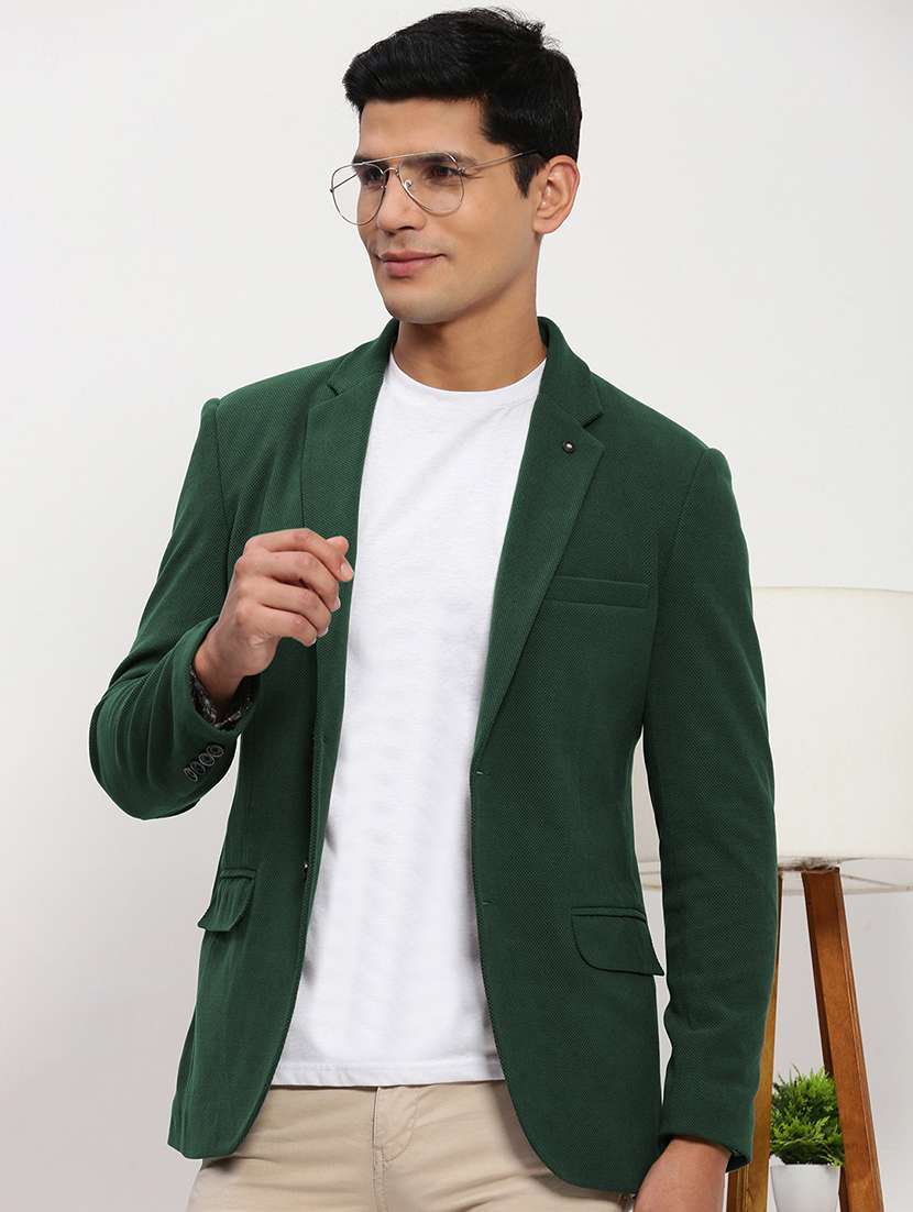 men lapel collar single breasted casual blazer
