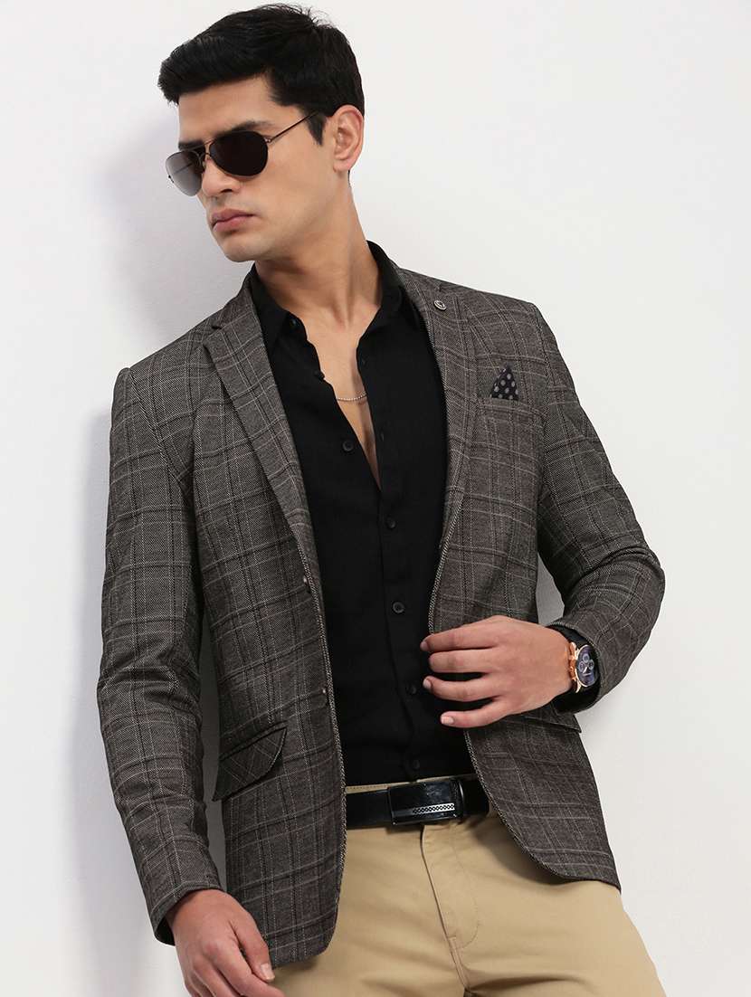 men lapel collar single breasted casual blazer - 21843184 - Zoom Image - 0