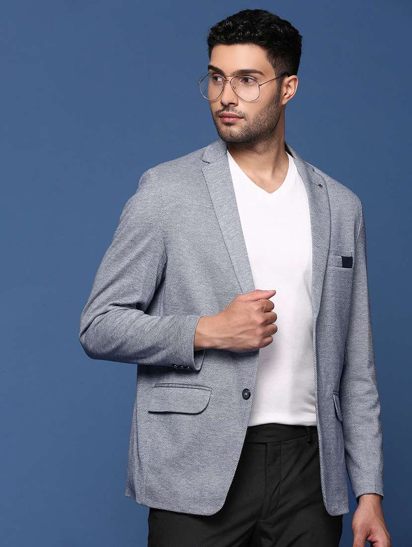 men lapel collar single breasted casual blazer