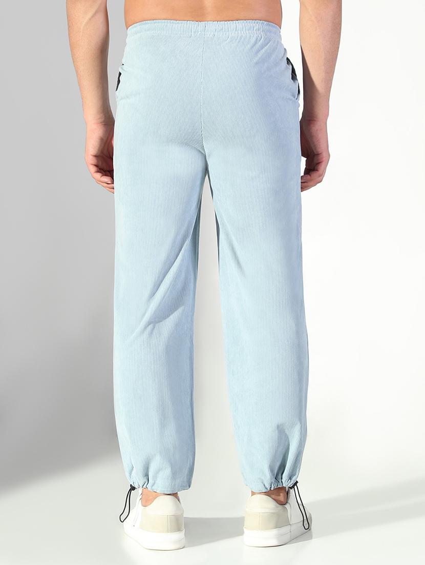men light blue solid low rise jogger - 21843193 - Standard Image - 3