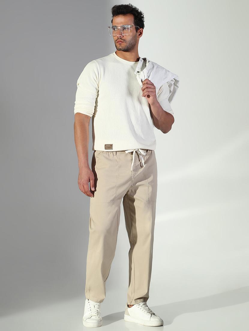 men solid low riseflat front casual trouser - 21843204 - Standard Image - 5