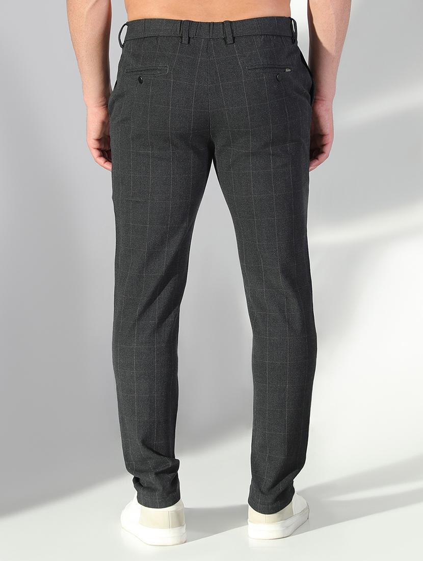 men checkered low rise flat front casual trouser - 21843207 - Standard Image - 3