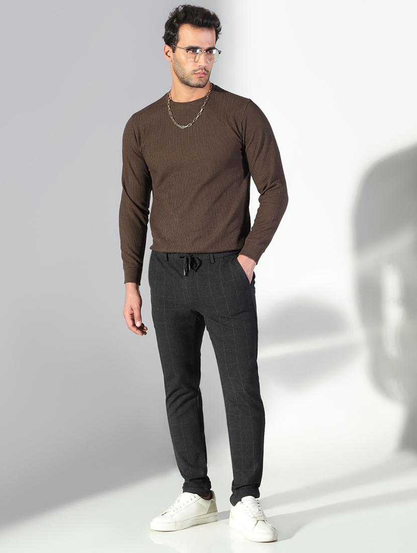 men checkered low rise flat front casual trouser - 21843207 - Standard Image - 5