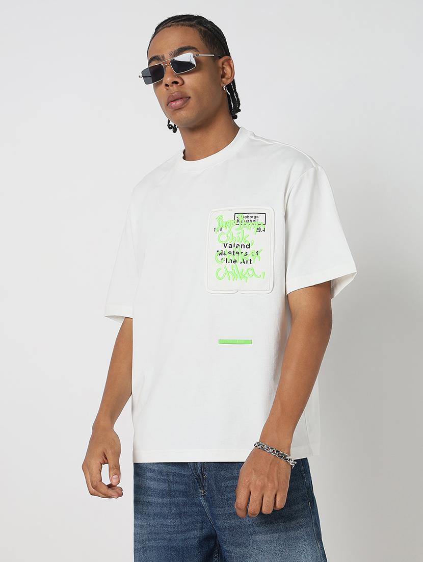 men placement print round neck oversized t-shirt - 21843256 - Zoom Image - 0