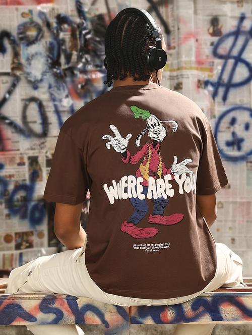 men front & back print round neck regular fit t-shirt - 21843260 -  Standard Image - 0