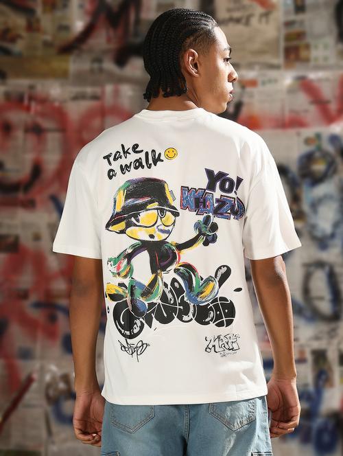 men front & back print round neck regular fit t-shirt - 21843274 -  Standard Image - 0