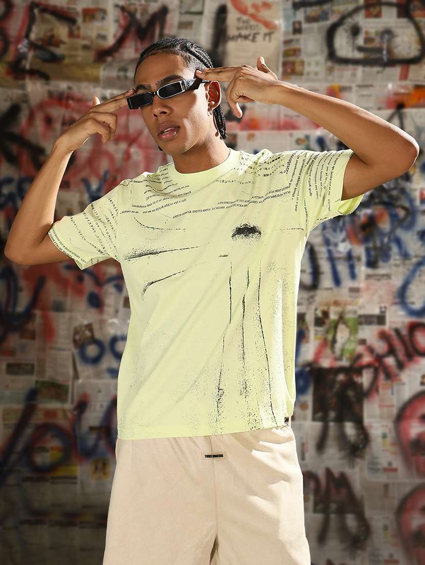 men all over print round neck regular fit t-shirt