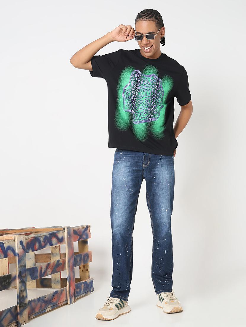 men front print round neck regular fit t-shirt - 21843285 - Standard Image - 5