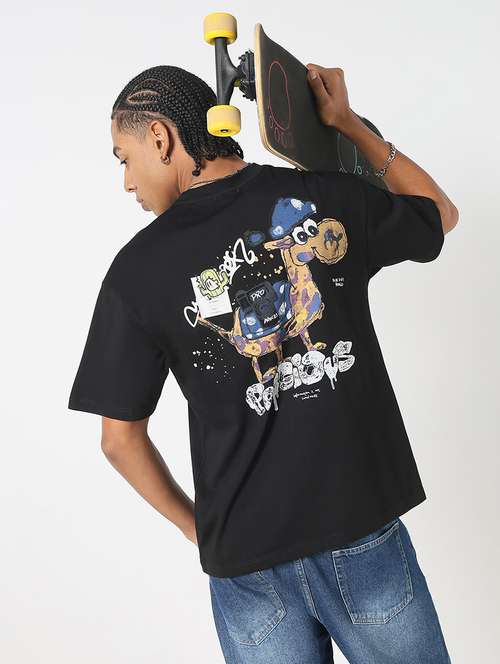 men front & back print round neck regular fit t-shirt - 21843301 - Standard Image - 0