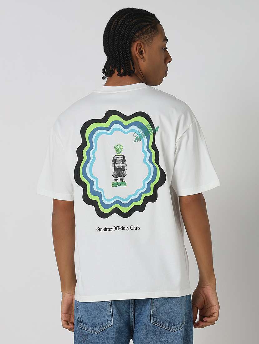 men front & back print round neck regular fit t-shirt - 21843310 - Zoom Image - 0