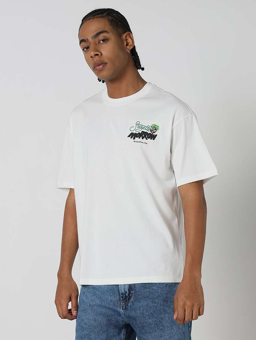 men front & back print round neck regular fit t-shirt - 21843310 - Standard Image - 3