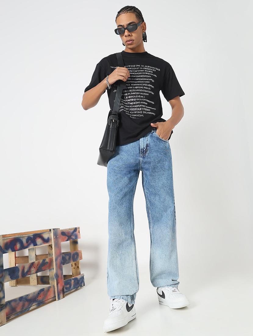 men front print round neck regular fit t-shirt - 21843318 - Standard Image - 5