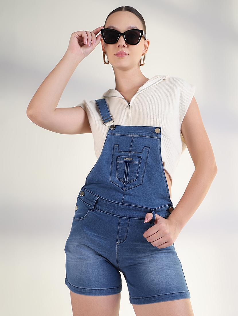 women solid adjustable strap dungaree - 21843326 - Zoom Image - 0