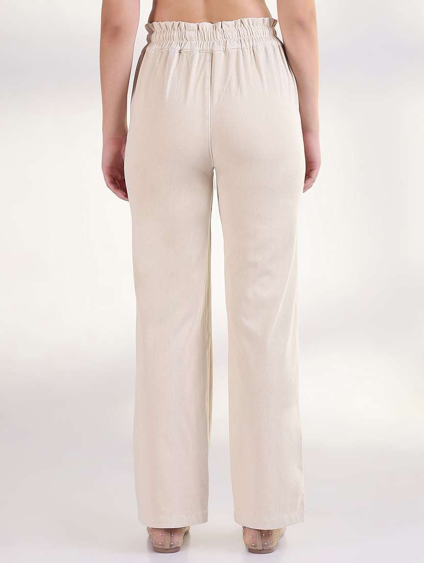 women solid high rise staright trouser - 21843333 -  Standard Image - 3