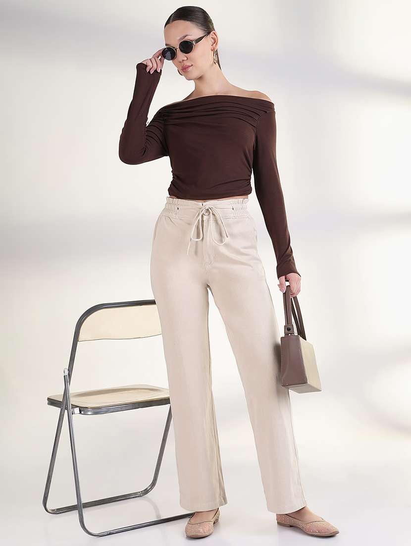 women solid high rise staright trouser - 21843333 -  Standard Image - 5