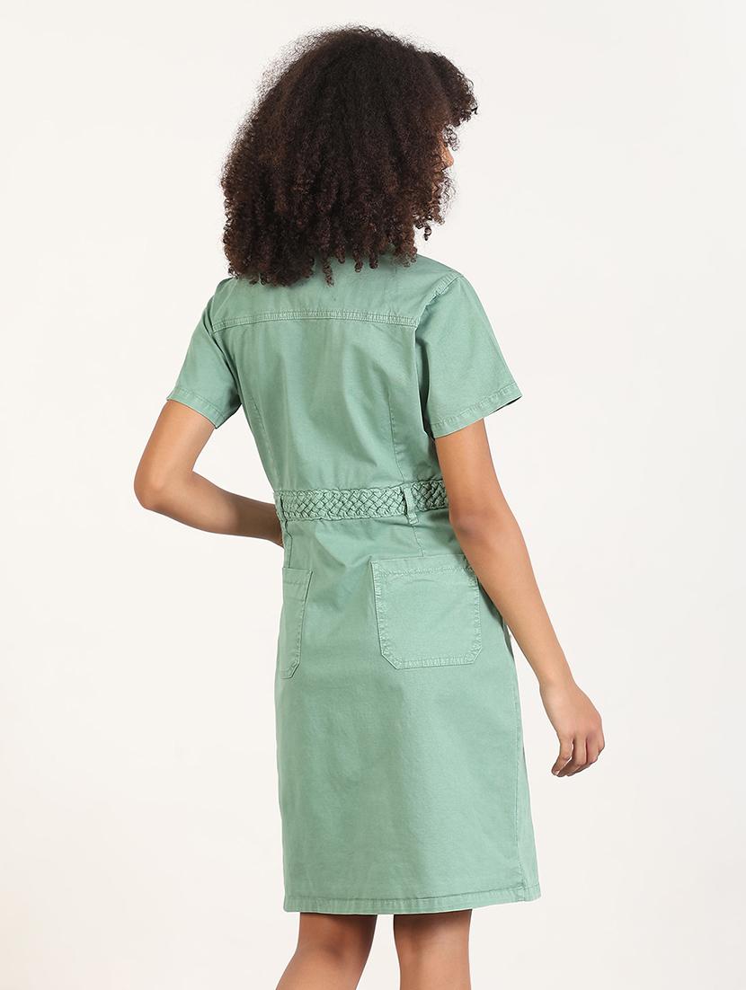 women solid collared shirt dress - 21843355 - Standard Image - 3