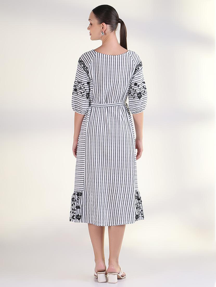 women embroidered puff sleeves a-line dress - 21843360 - Standard Image - 3