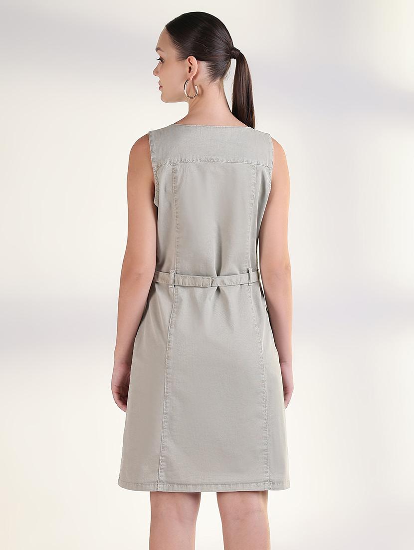 women solid sleeveless a-line dress - 21843362 - Standard Image - 3