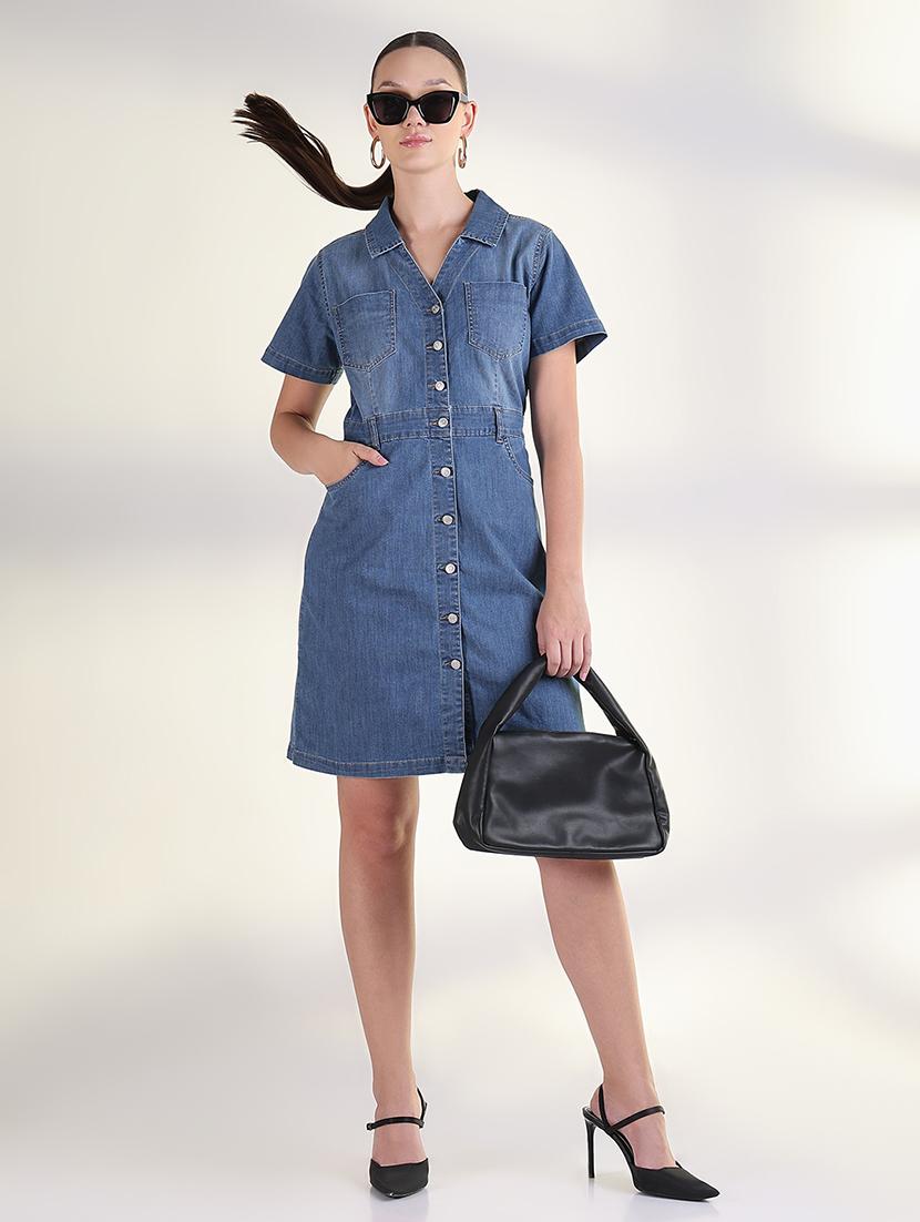 women collared short sleeves shirt dress - 21843363 - Standard Image - 5