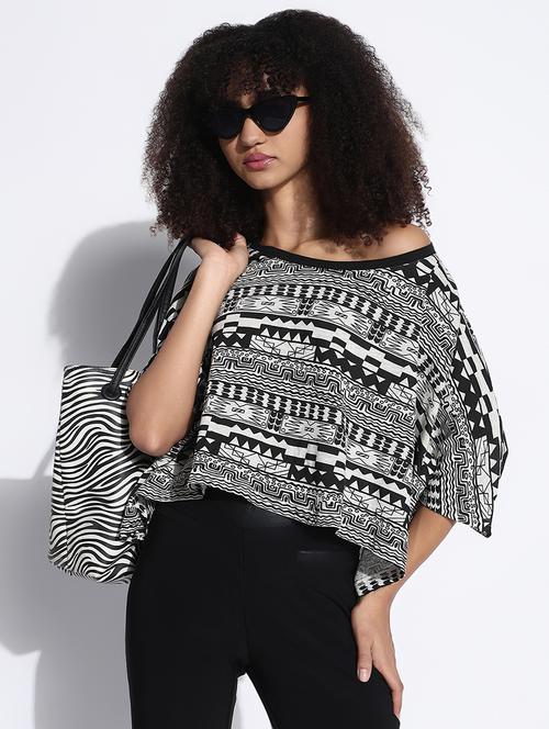 women printed scoop neck boxy top - 21843365 - Standard Image - 0