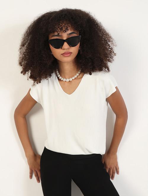 women solid short sleeves regular top - 21843366 -  Standard Image - 0