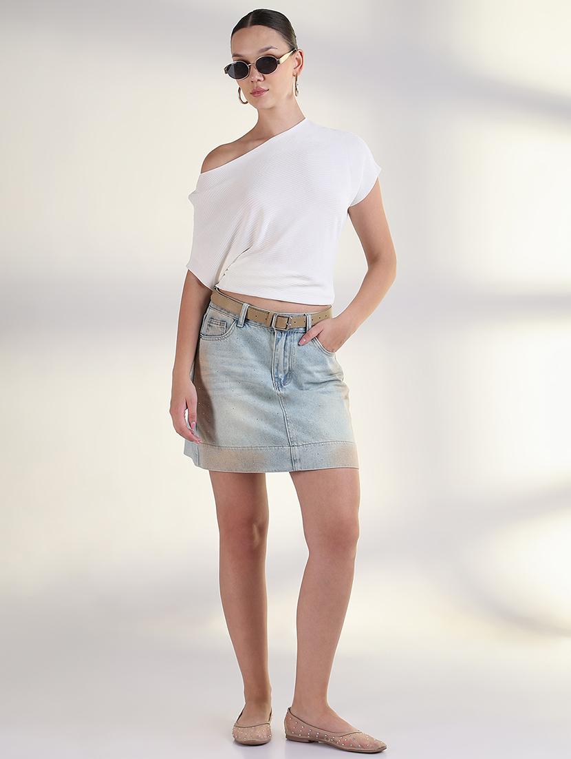 women solid batwing sleeves crop top - 21843375 - Standard Image - 5
