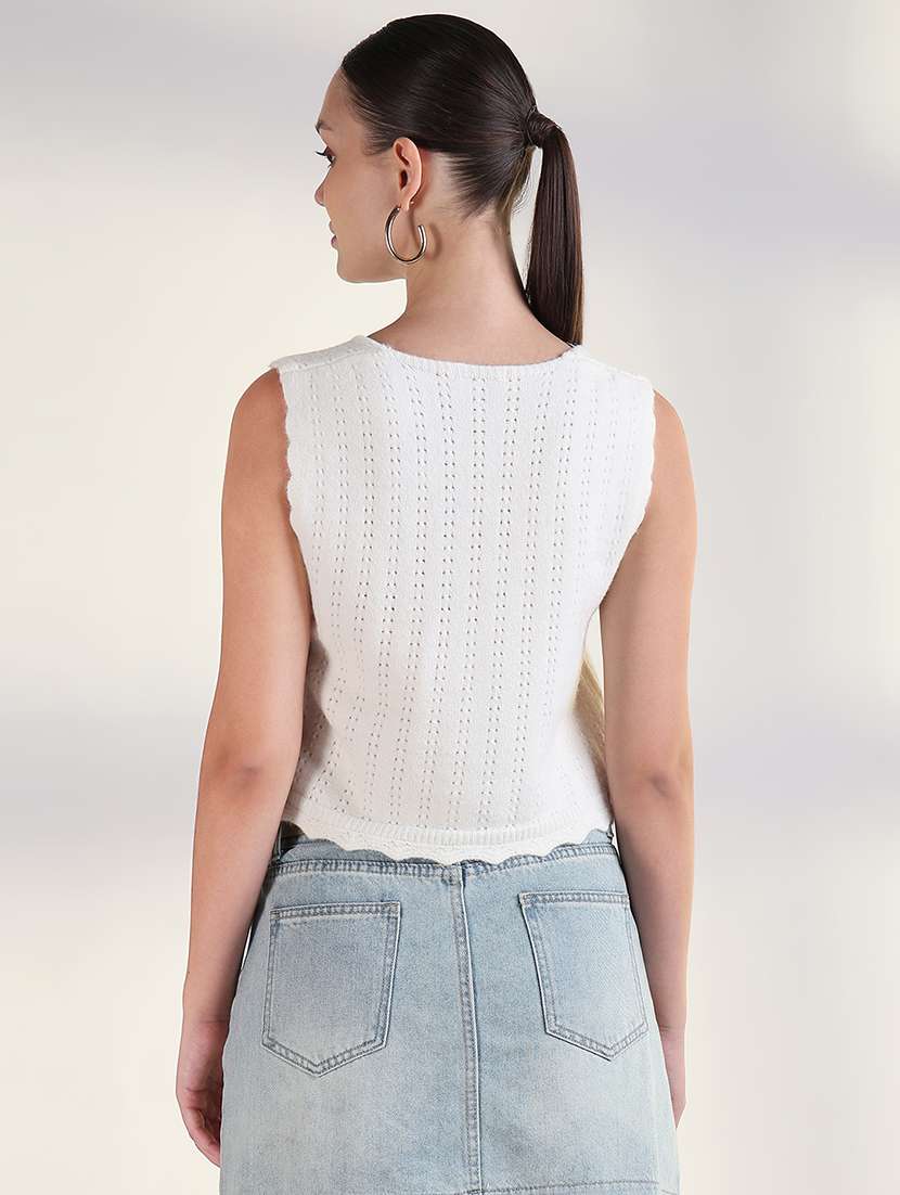 women self designed sleeveless crop top - 21843378 -  Standard Image - 3