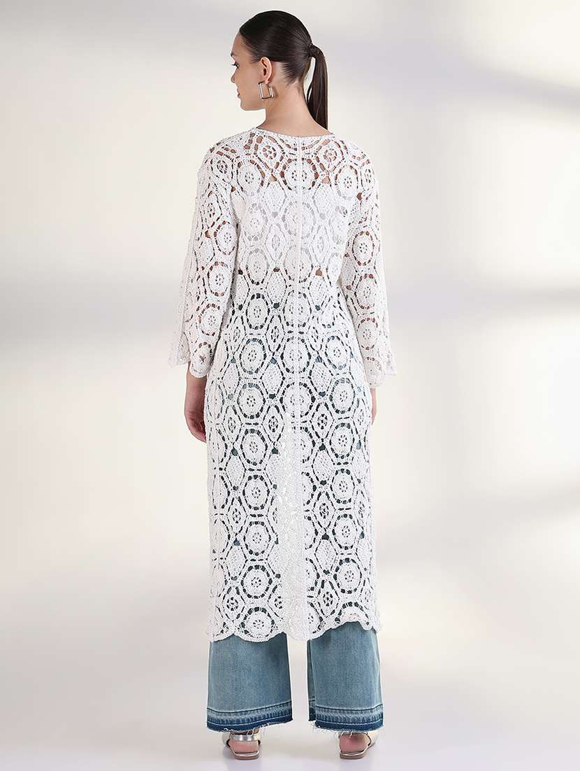 women long sleeves long crochet shrug - 21843389 -  Standard Image - 3