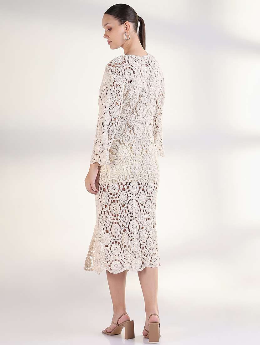 women long sleeves long crochet shrug - 21843390 -  Standard Image - 3