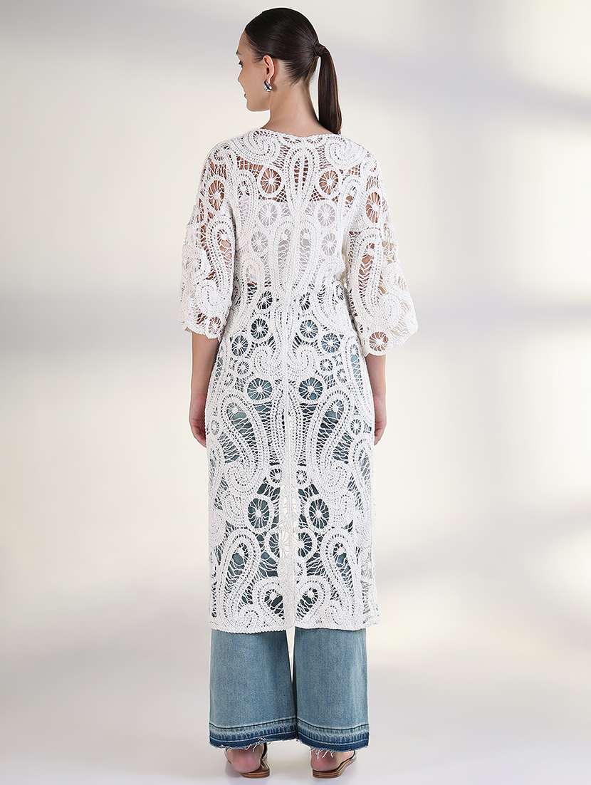 women long sleeves long crochet shrug - 21843392 -  Standard Image - 3