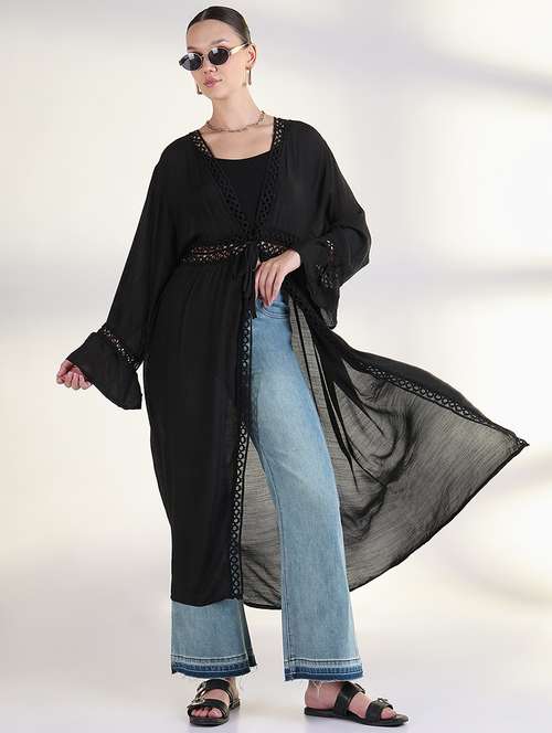 women bell sleeves lace detailed long shrug - 21843393 -  Standard Image - 0