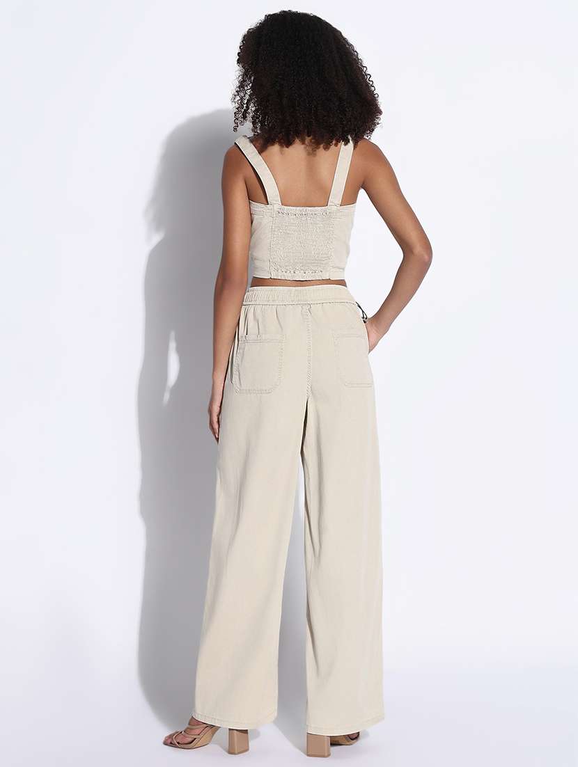 women solid top and trouser co-ord set - 21843419 -  Standard Image - 3