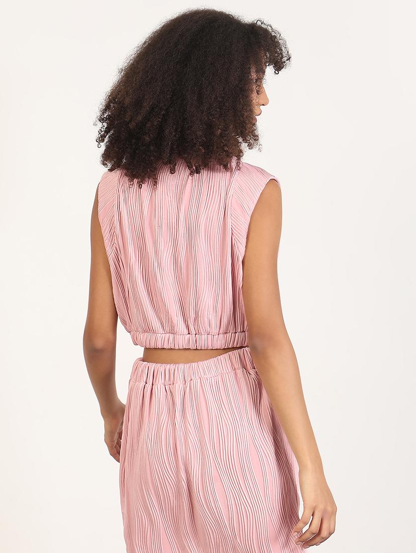 women solid top and skirt co-ord set - 21843422 - Standard Image - 3