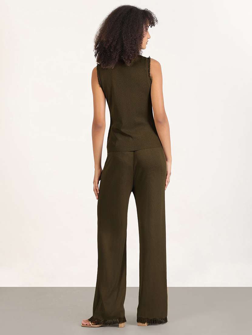 women solid top and trouser co-ord set - 21843423 -  Standard Image - 3