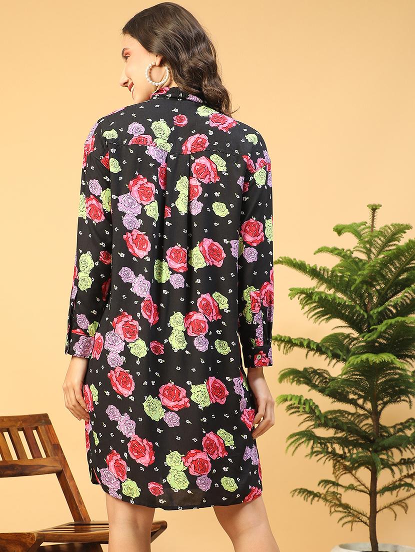women floral print collared shirt dress - 21843453 - Standard Image - 3