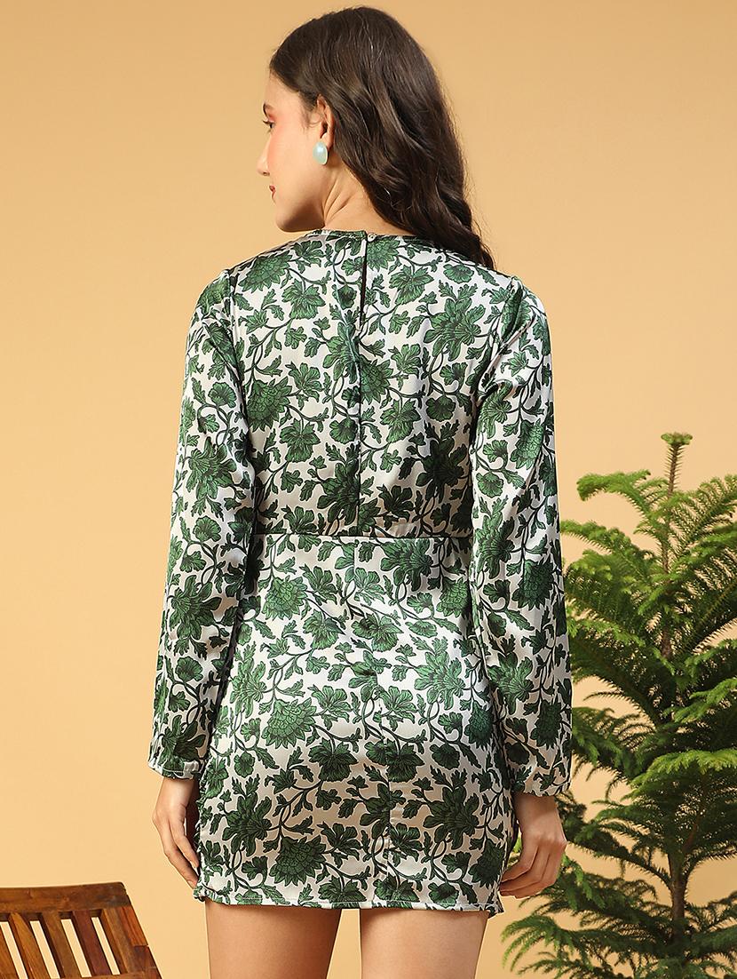 women printed long sleeves ruched dress - 21843457 - Standard Image - 3
