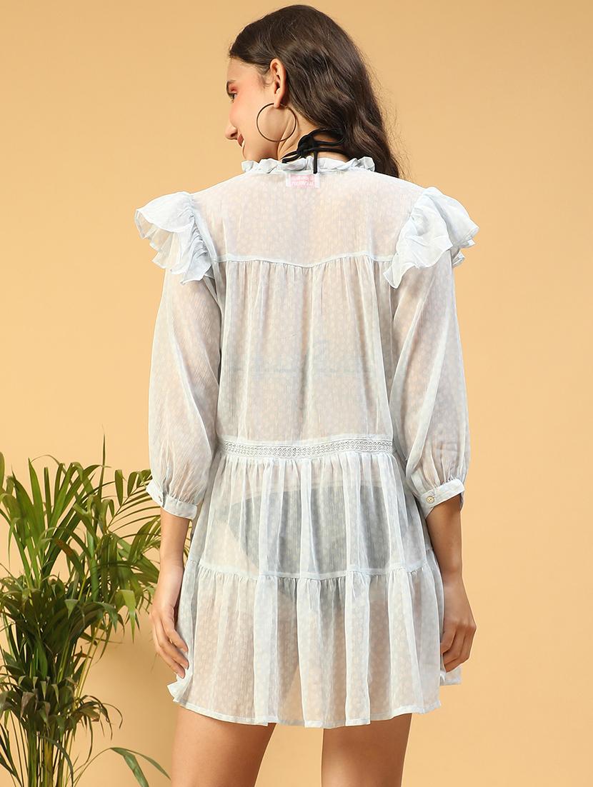 women self designed see throught tiered dress - 21843461 - Standard Image - 3