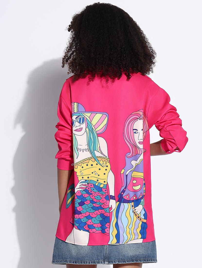 women printed collared oversized shirt - 21843470 - Standard Image - 3