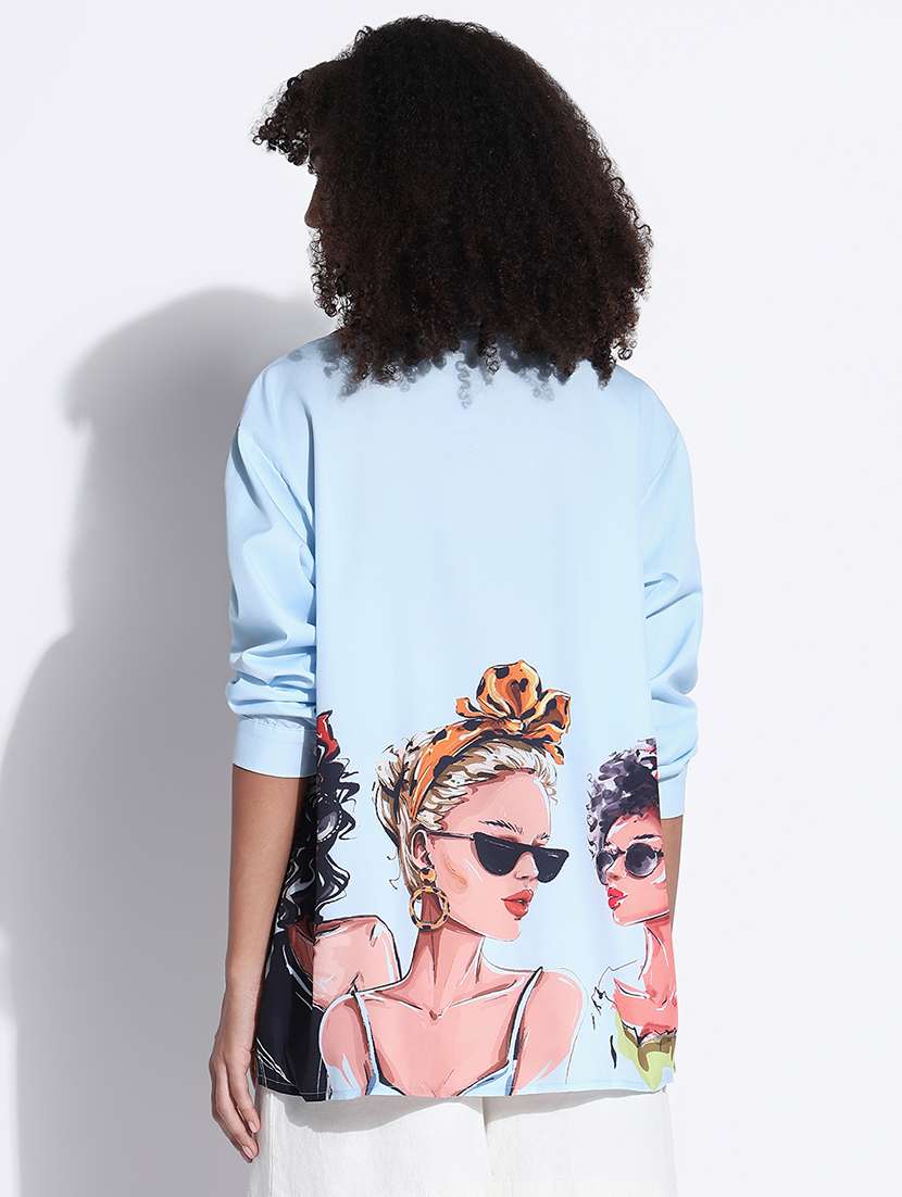 women printed collared oversized shirt - 21843475 -  Standard Image - 3